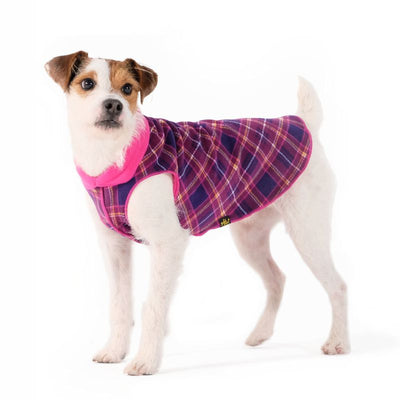 Hundepullover Goldpaw Double Stretch Fleece Karo Lila/Fuchsia.