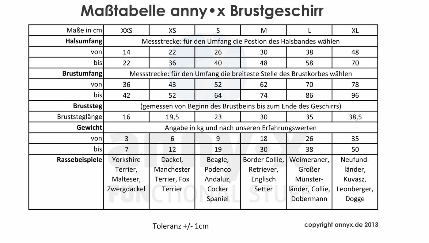 Hundegeschirr AnnyX Sonderfarbe